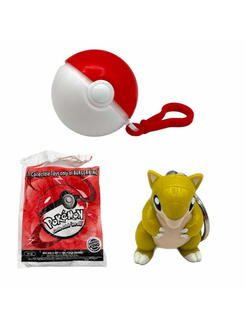 Vintage 1999 Burger King Kid’s Meal Toy Sandshrew Pokemon Keychain Figure